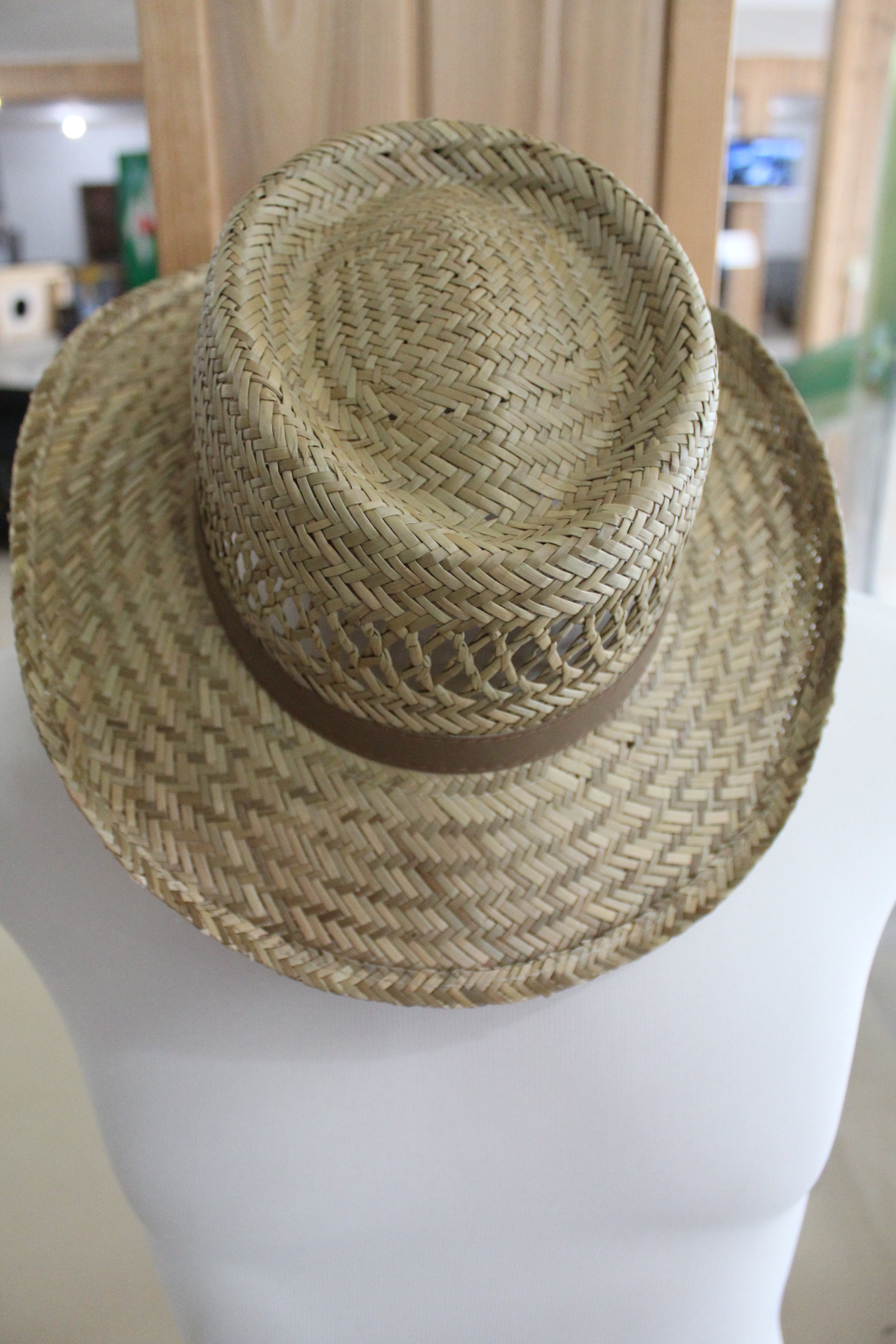 WESTERN GAMBLER STYLE HAT - TAN BRAID